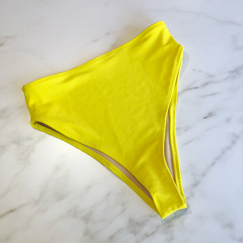 Yellow High Waisted Bathing Suit Bottom Below Navel Ready to be Shipped