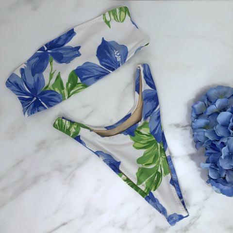 High Leg Hawaiian Print Bikini