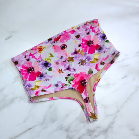 Women’s Floral High Waist Thong Swimsuit Bottom