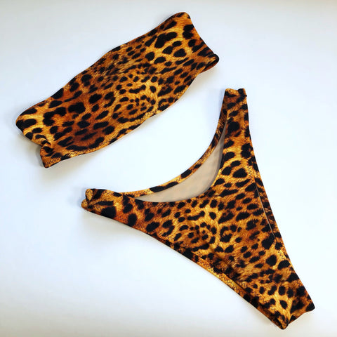 High Leg Cheeky Bikini Leopard Print
