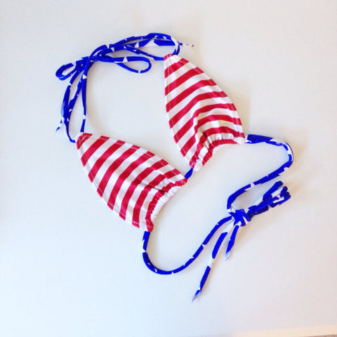 American Flag Stripes Women's Bikini Top