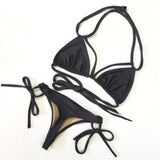 Women's cheeky thong bikini, Strappy swimsuit, tie string bathing suit