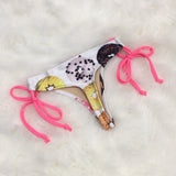 Women's Cheeky Thong Donut Print Bikini Bottom