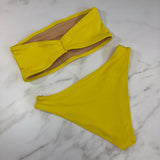 High Leg Bikini Bandeau Bathing Suit Women's Cheeky Swimsuit YELLOW