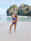 Royal Blue Cheeky Bikini with Sleeves