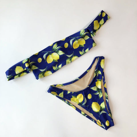 Women's Lemon Print High Leg Bikini