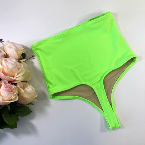 Neon Green High Waist Thong Swimsuit Bottom