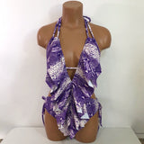 Women's one piece ruffle snake swimsuit