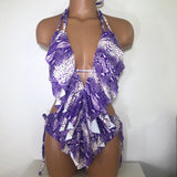 Women's one piece ruffle snake swimsuit