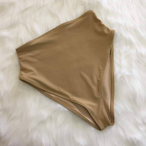 Nude Cheeky High Waist Swimsuit Bottom