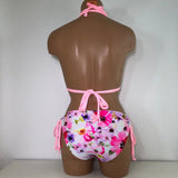 Floral One Piece Ruffle Swimsuit Low Cut