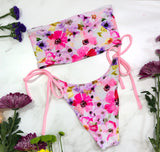 Floral High Leg Tie String Bikini