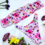 Floral Balloon Sleeve Cheeky High Leg Bikini