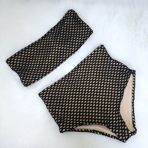 Women’s High Waist Black Mesh Swimsuit