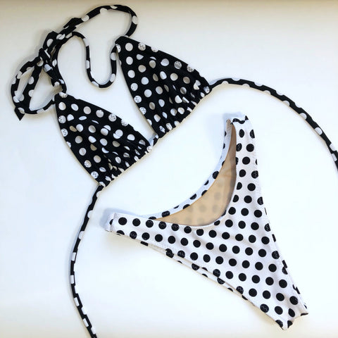 High Leg Cheeky Polka Dot Bikini