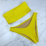 High Leg Bikini Bandeau Bathing Suit Women's Cheeky Swimsuit YELLOW