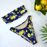 Women's Lemon Print Bikini High Leg 90's Style Swimsuit