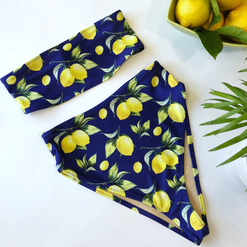 Women's lemon high leg bathing suit
