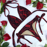 Red Snake Skin Thong Bikini