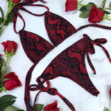Red Snake Skin Thong Bikini