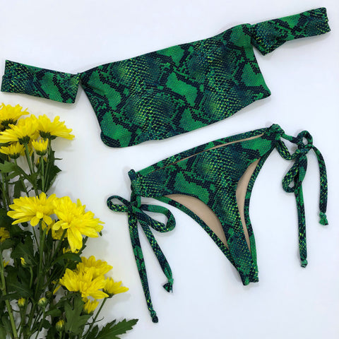 Women's Snake Print Thong Bikini