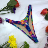 Neon Tie Dye High Leg Thong Bikini Bottom