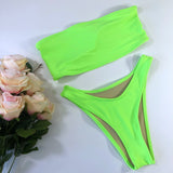 Neon Green High Leg Cheeky Bikini