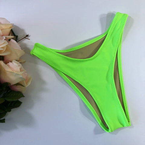 Lime Green Cheeky High Leg Bikini Bottom