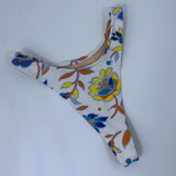 High Leg Thong Bikini Bottom Retro Floral
