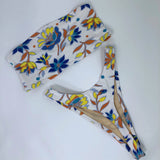 High Cheeky Thong Bikini Retro Floral