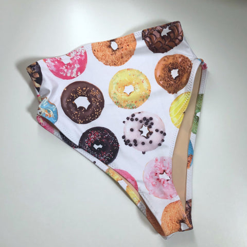 Women's High waisted bathing suit donut print cheeky swimsuit