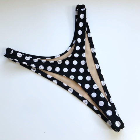 High Leg Polka Dot Thong Bikini Bottom