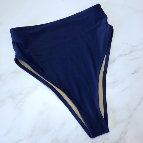 Women's High Waisted Bathing Suit Bottom Navy Blue Ready to Ship
