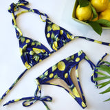 Women's Thong Bikini Lemon Print