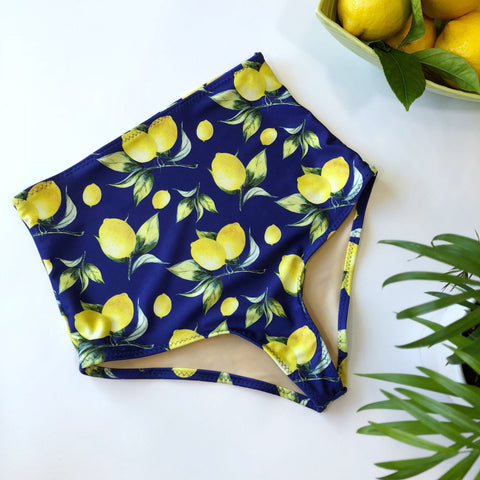 Women's High Waist Lemon Swimsuit Bottom
