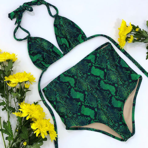 Women's High Waisted Snake Bathing Suit