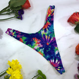 Neon Tie Dye High Leg Thong Bikini Bottom