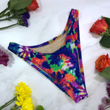 Neon Tie Dye High Leg Cheeky Bikini Bottom
