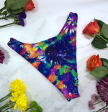 Neon Tie Dye High Leg Cheeky Bikini Bottom
