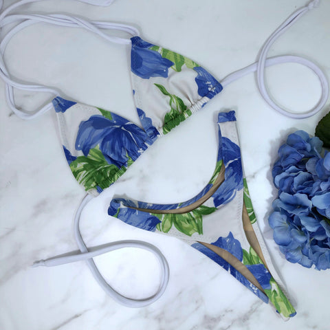 High Leg Thong Hawaiian print Bathing Suit