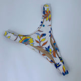 High Leg Thong Bikini Bottom Retro Floral