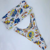 High Leg Cheeky Bandeau Bikini Retro Floral