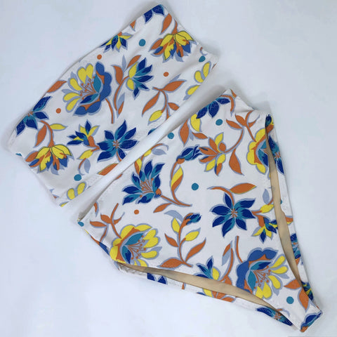 High Waist Cheeky Swimsuit Retro Floral