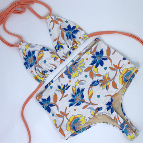 High Waist thong Swimsuit Classic Retro Floral