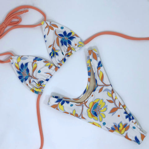 High Leg Cheeky Retro Floral Bathing Suit