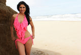 Women's Bathing Suit Long Ruffle Bikini Adjustable Tie Strings MORE COLORS