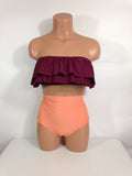 Women's Vintage High Waist Swimsuit, Retro Ruffle Bathing Suit