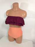 Women's Vintage High Waist Swimsuit, Retro Ruffle Bathing Suit