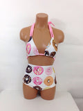 Women's donut High waisted bathing suit, retro swimsuit, vintage swimwear