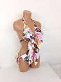 Women's One piece swimsuit low cut bathing suit Donut print sexy monokini